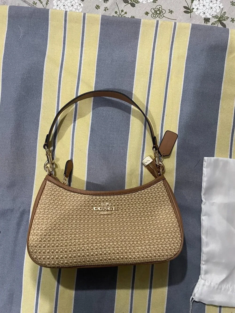 COACH Teri Woven Shoulder Bag (Tan)